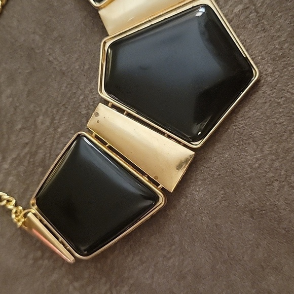 3/$30 Black Geometric Cleopatra Castlecore Bib Chain Necklace - Picture 5 of 9